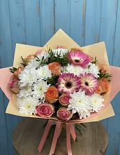 Букет цветов из:  Розы, Герберы и Хризантемы в Станционно-Ояшинском