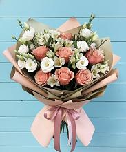 Букет цветов из:  Розы, Альстромерии и Лизиантусы в Станционно-Ояшинском