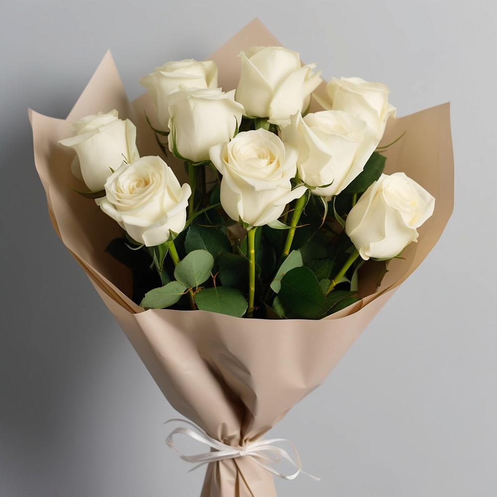 Букет 9 Белых роз Эдлесс Лав в Станционно-Ояшинском