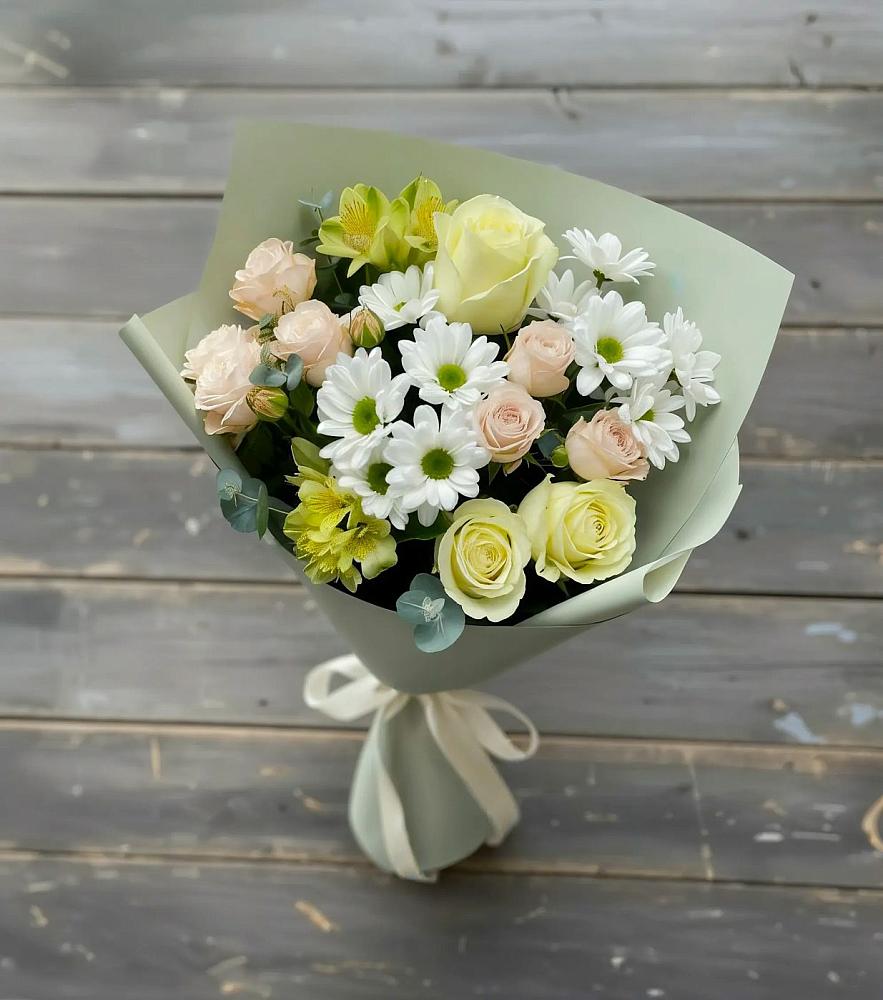 Букет цветов из: Альстромерии, Розы и Хризантемы в Станционно-Ояшинском