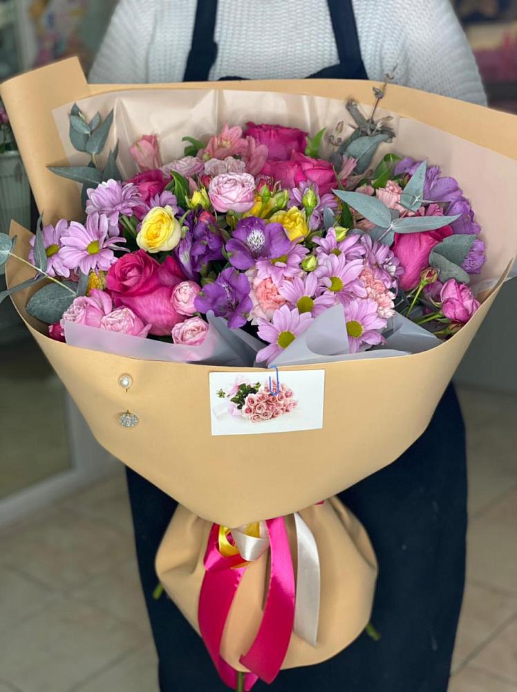 Букет цветов из: Хризантемы, Гвоздики и Альстромерии в Станционно-Ояшинском