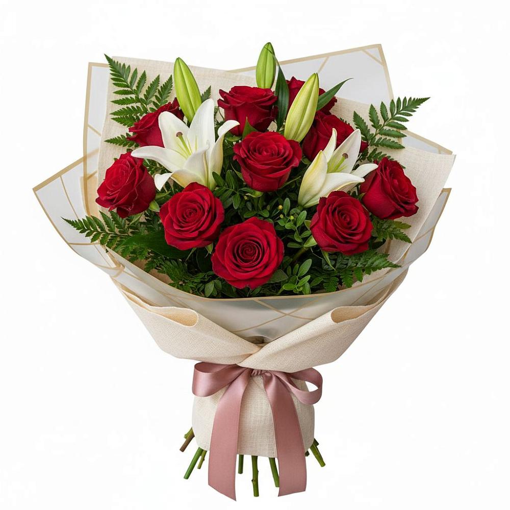 Букет цветов из: Лилии и Розы в Станционно-Ояшинском