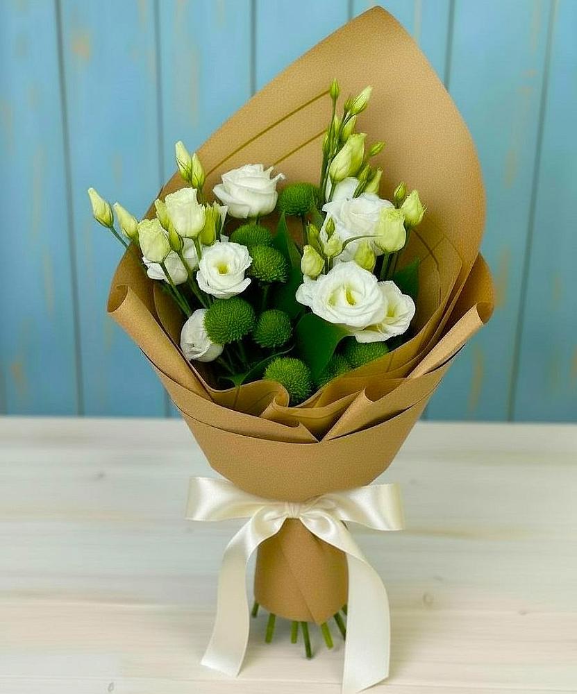 Букет цветов из: Хризантемы и Лизиантусы в Станционно-Ояшинском