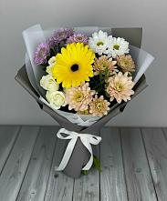 Букет цветов из:  Розы, Герберы и Хризантемы в Станционно-Ояшинском