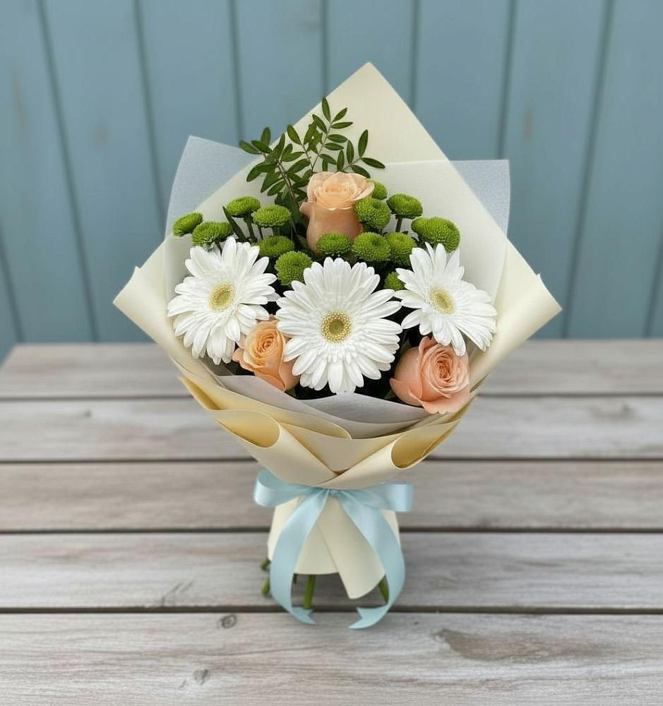 Букет цветов из: Герберы, Розы и Хризантемы в Станционно-Ояшинском