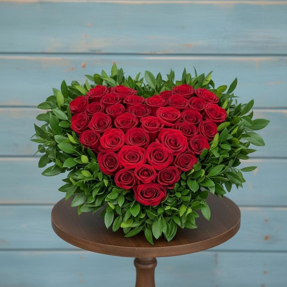 Цветочная композиция из Розы в виде сердца в Станционно-Ояшинском