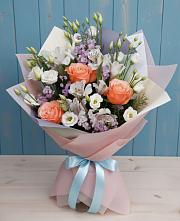 Букет цветов из:  Лизиантусы, Розы, Альстромерии и Гипсофила #REPLACE_PRED# Станционно-Ояшинском