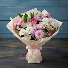 Букет цветов из:  Хризантемы, Альстромерии и Розы в Станционно-Ояшинском