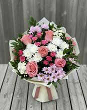 Букет цветов из:  Альстромерии, Гвоздики, Розы и Хризантемы в Станционно-Ояшинском