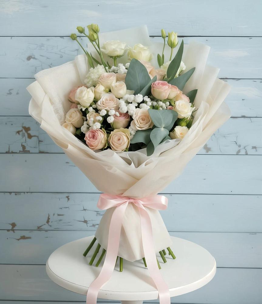 Букет цветов из: Розы и Лизиантусы в Станционно-Ояшинском