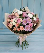 Букет цветов из:  Хризантемы, Розы и Альстромерии #REPLACE_PRED# Станционно-Ояшинском